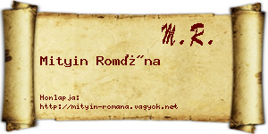 Mityin Romána névjegykártya